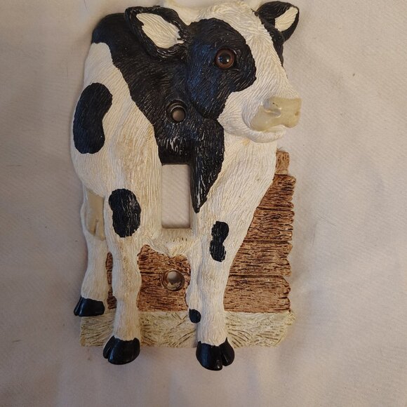 New Vicki Lane Ceramic Dairy Cow Single Light Switch Cover - Picture 2 of 8